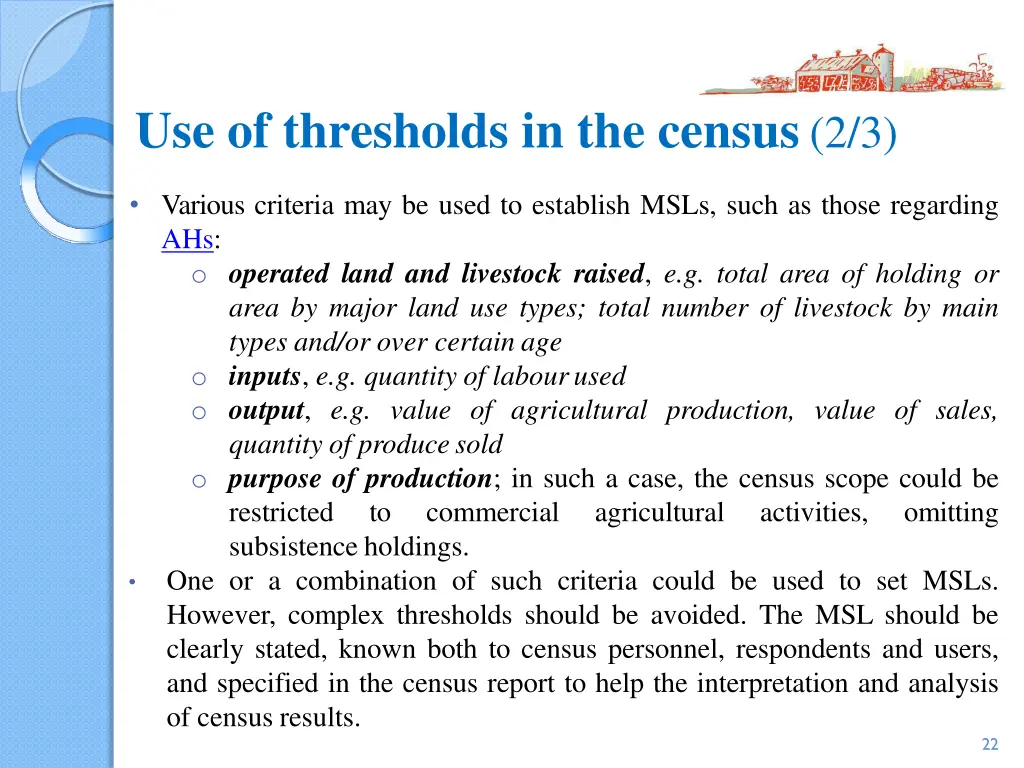 use of thresholds in the census 2 3