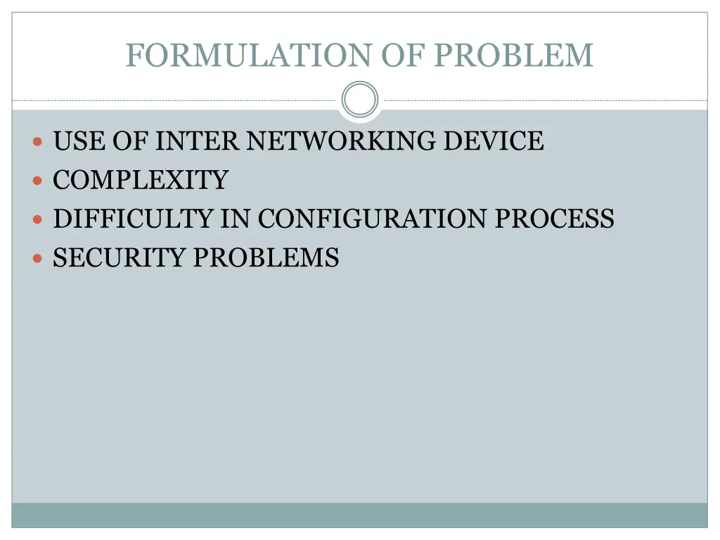 formulation of problem