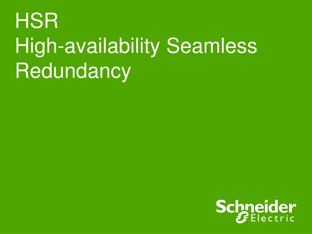 hsr high availability seamless redundancy