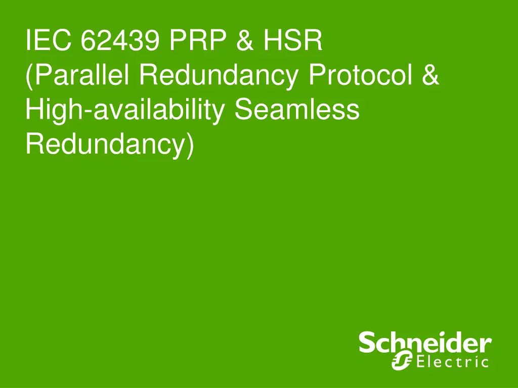 iec 62439 prp hsr parallel redundancy protocol