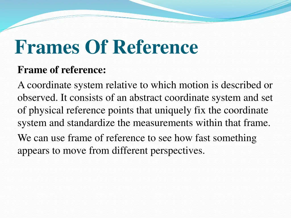 frames of reference frame of reference