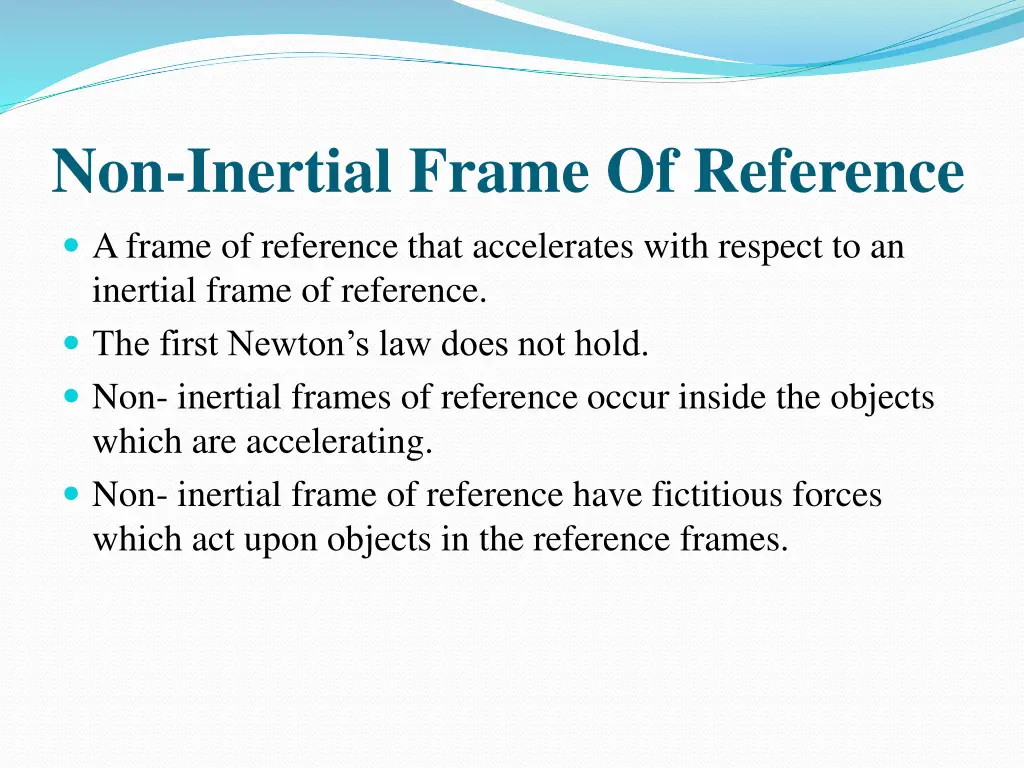 non inertial frame of reference