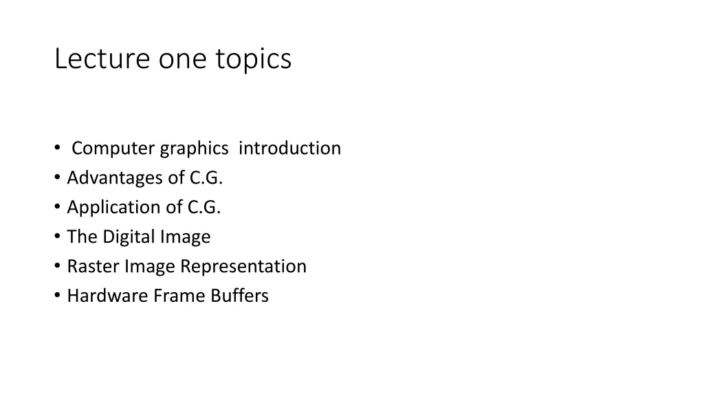 lecture one topics