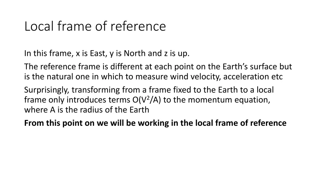 local frame of reference