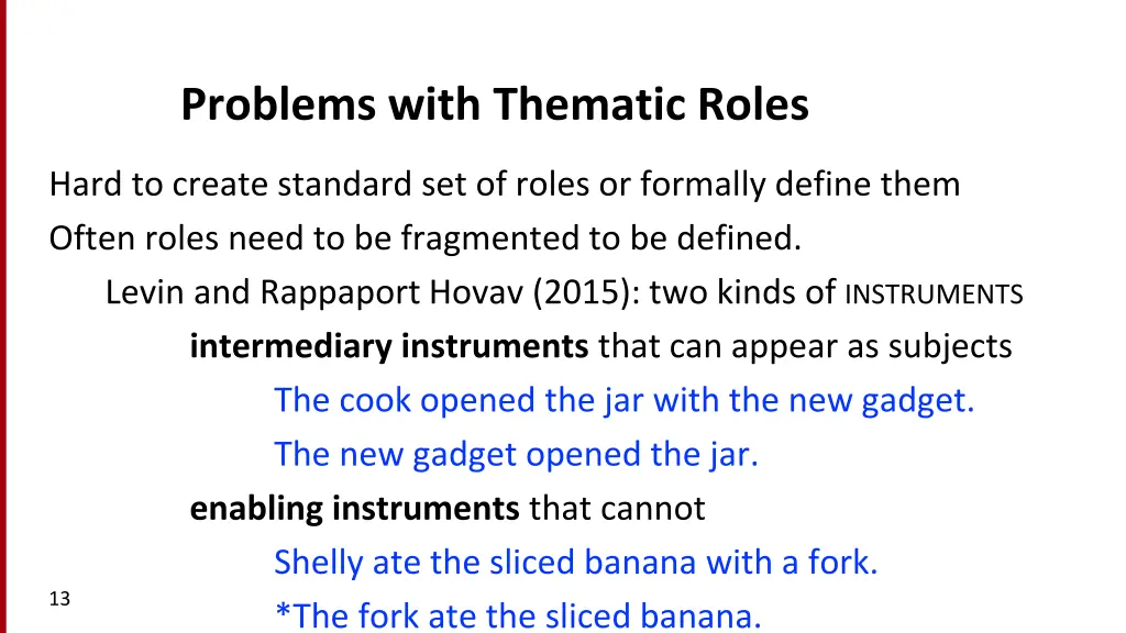 problems with thematic roles