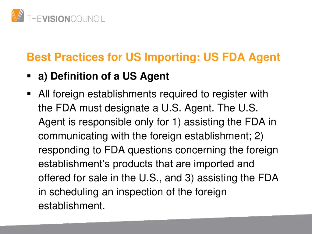 best practices for us importing us fda agent