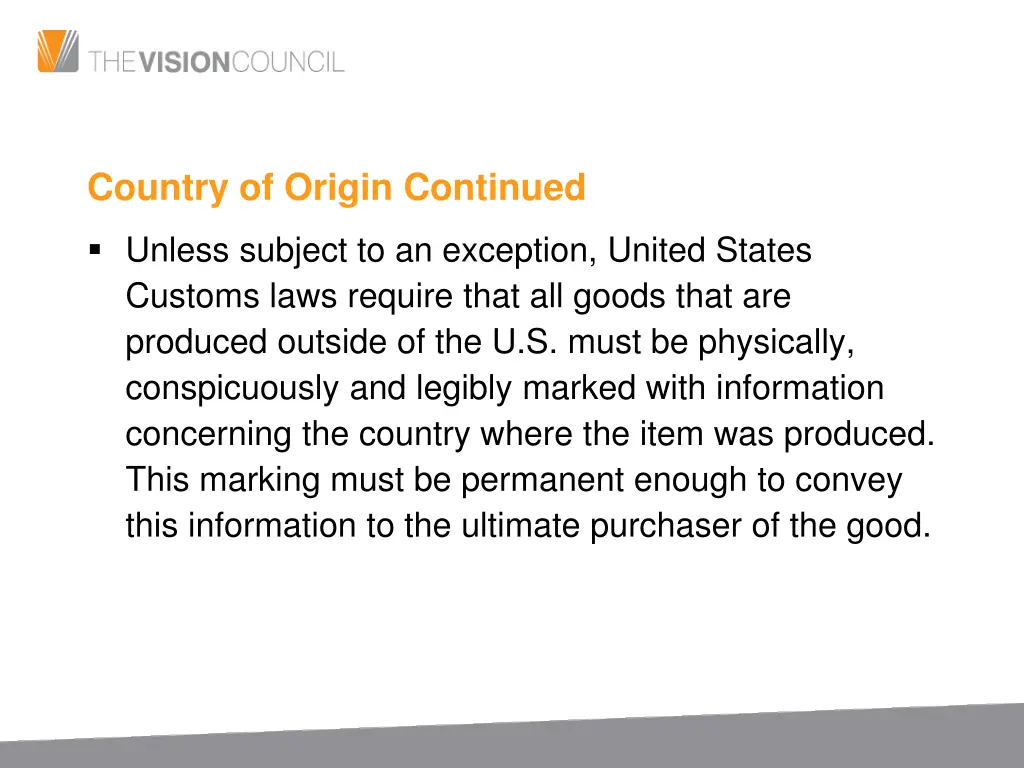 country of origin continued