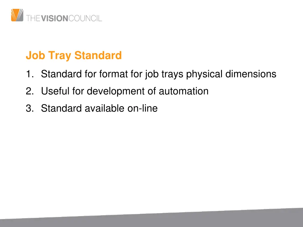 job tray standard