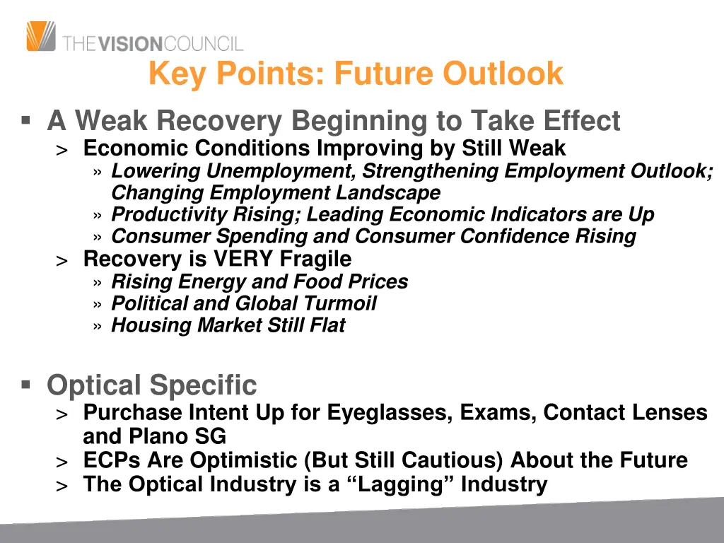 key points future outlook a weak recovery