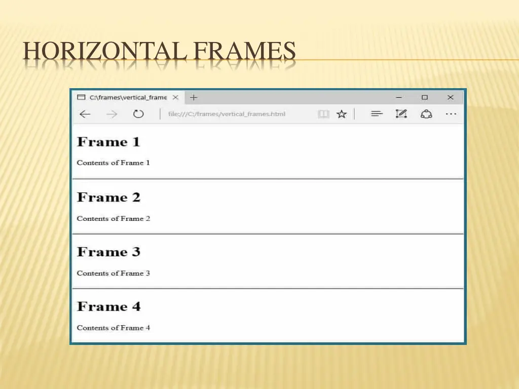 horizontal frames