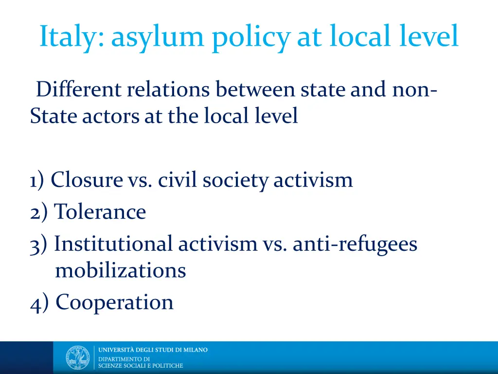 italy asylum policy at local level