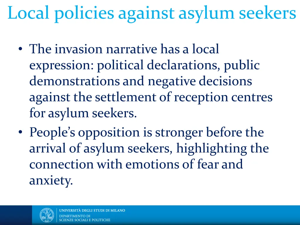 local policies against asylum seekers