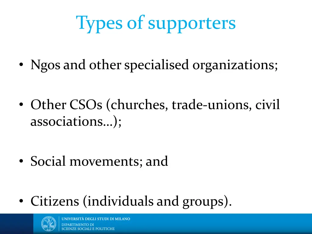 types of supporters