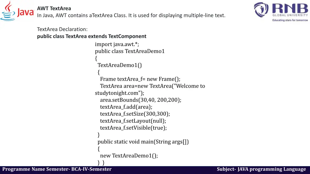 awt textarea in java awt contains atextarea class