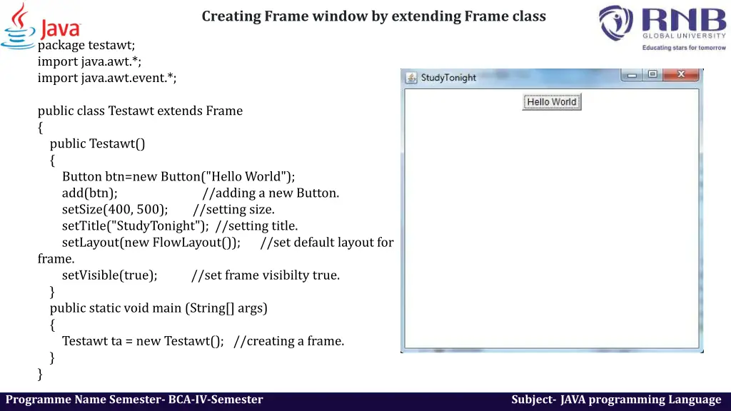 creating frame window by extending frame class