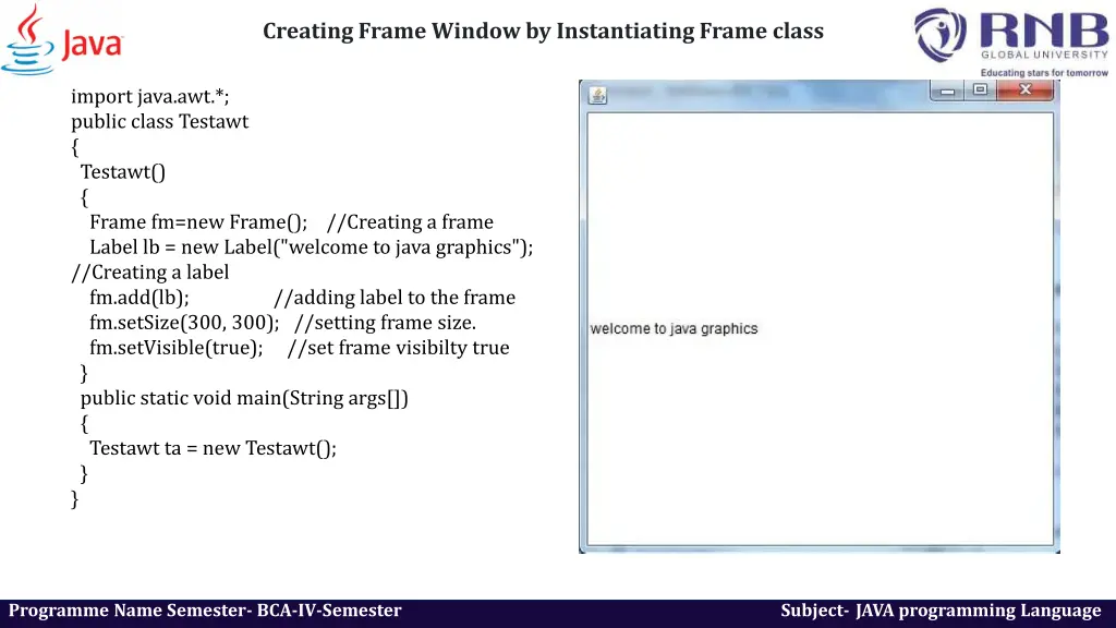 creating frame window by instantiating frame class