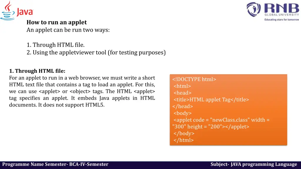 how to run an applet an applet can be run two ways