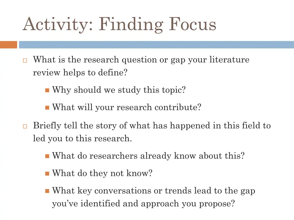 activity finding focus