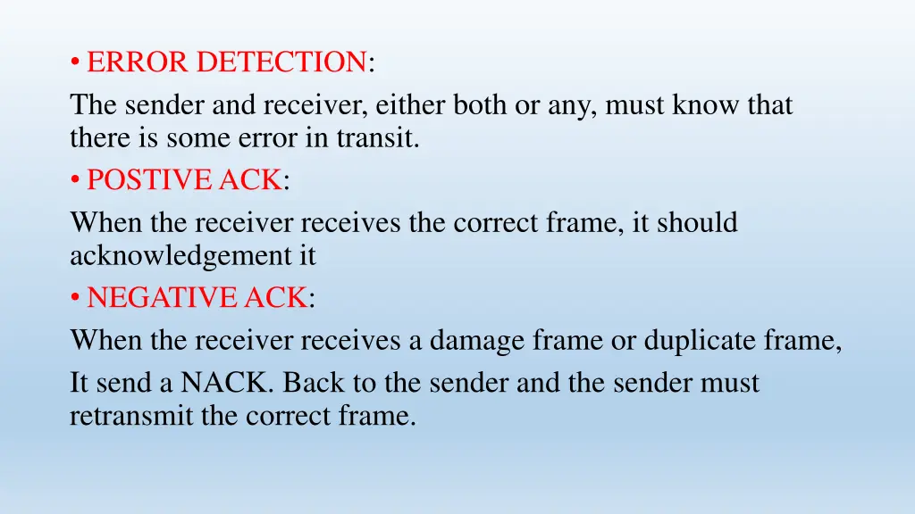 error detection the sender and receiver either