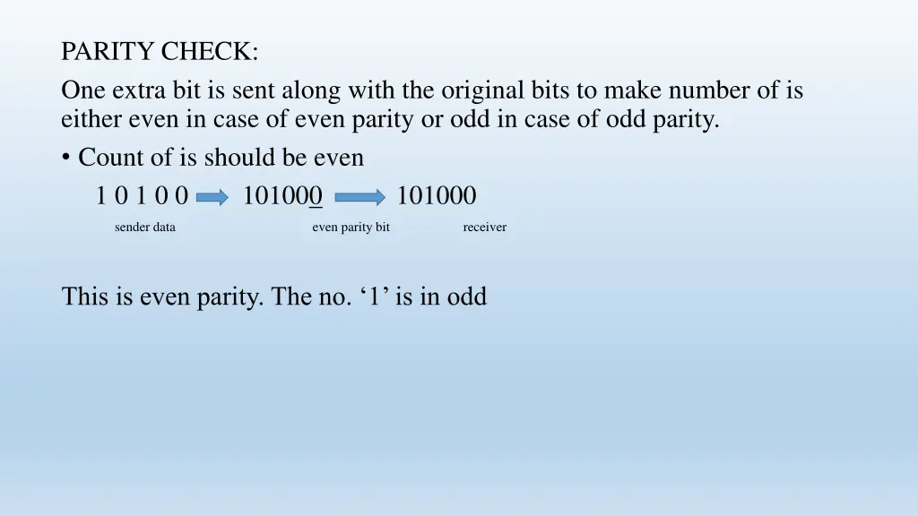 parity check one extra bit is sent along with