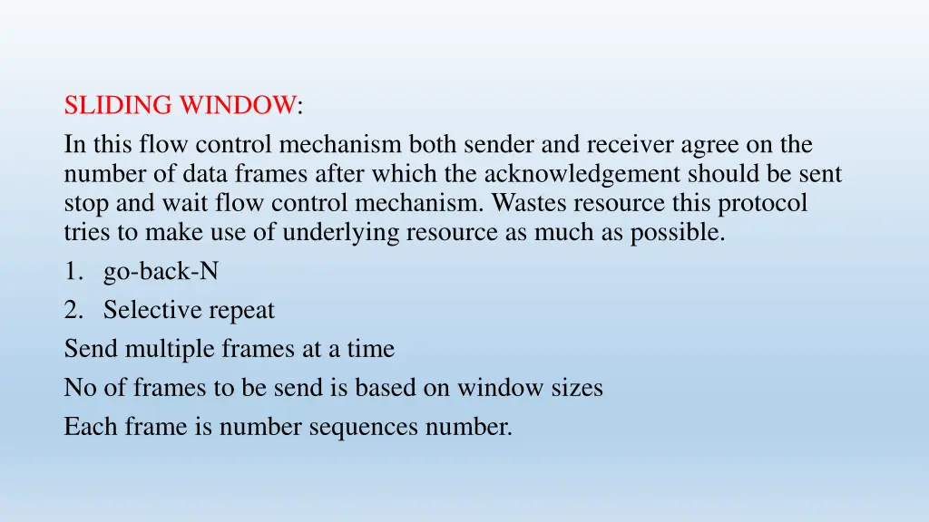 sliding window in this flow control mechanism