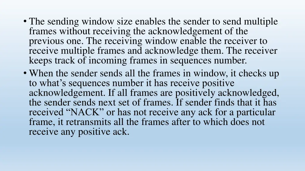 the sending window size enables the sender