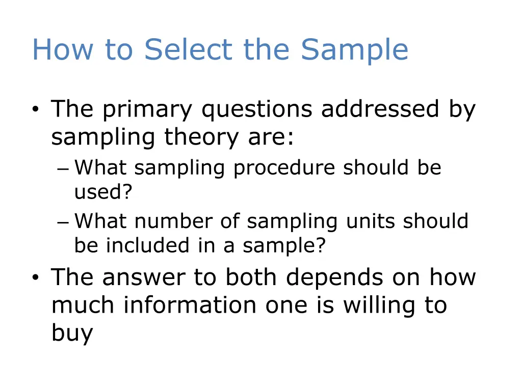 how to select the sample 1