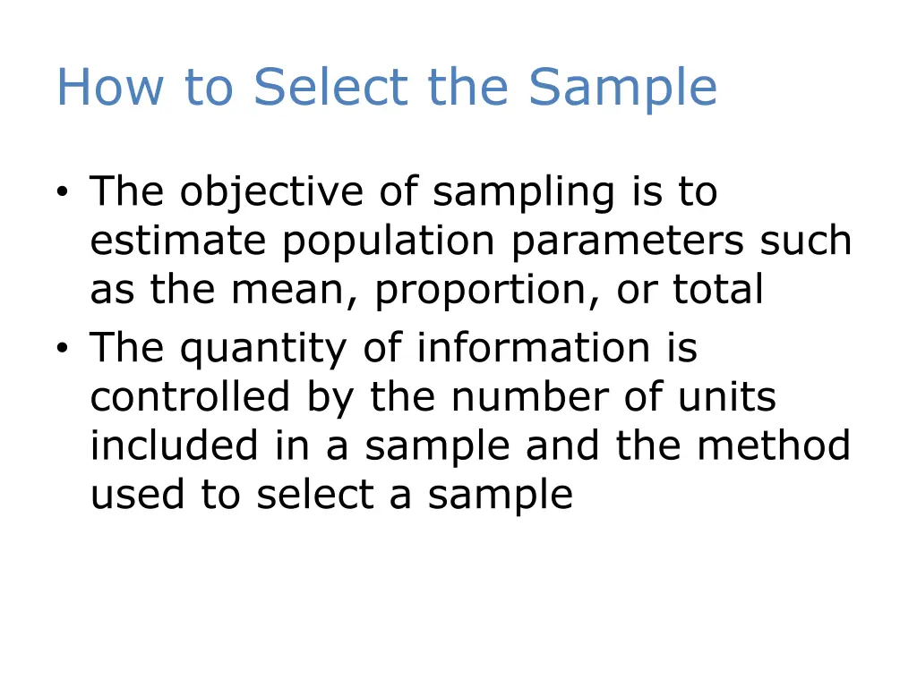 how to select the sample