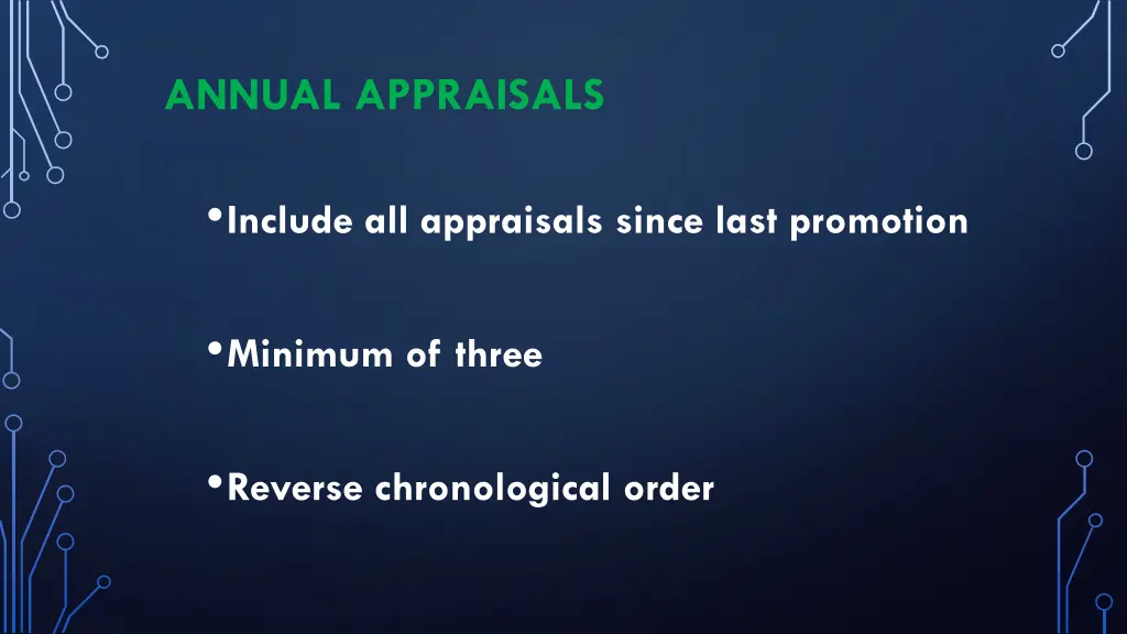 annual appraisals