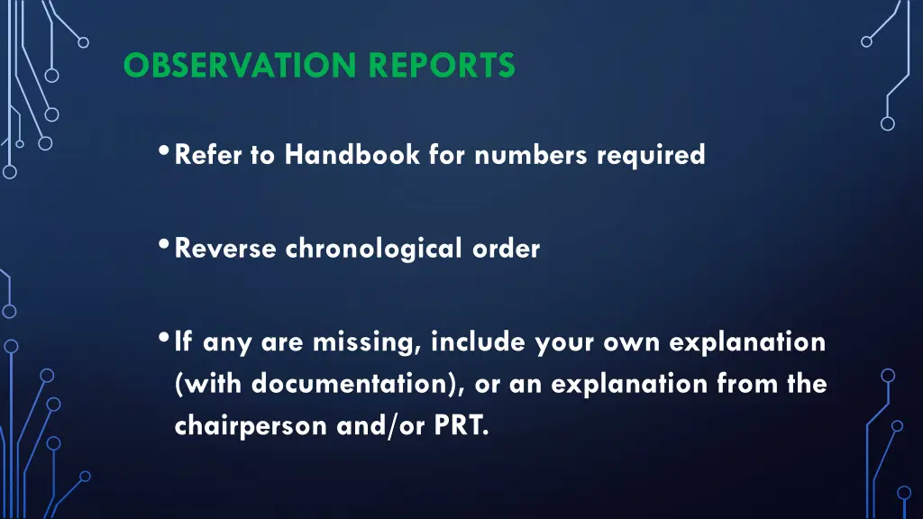 observation reports