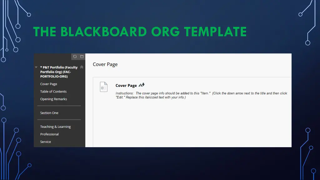 the blackboard org template