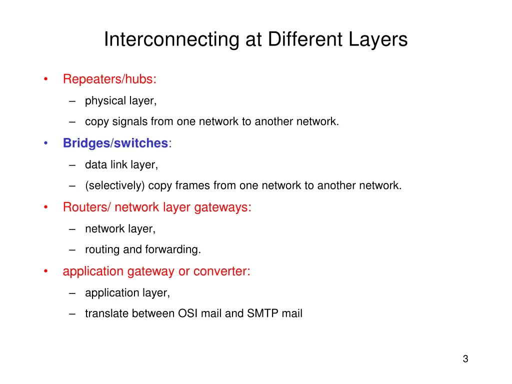 interconnecting at different layers