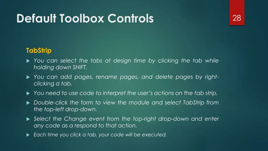 default toolbox controls 12