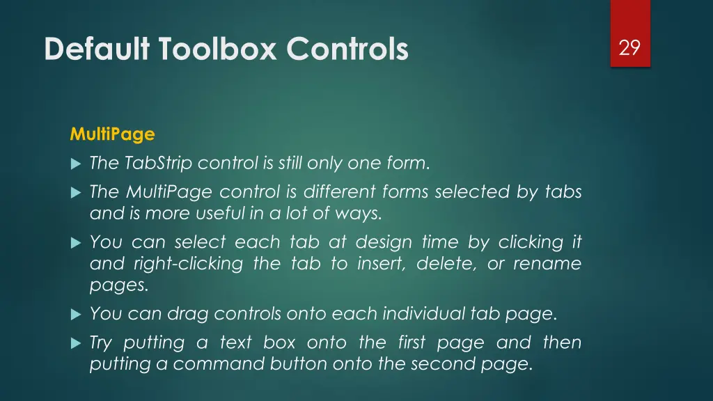 default toolbox controls 13