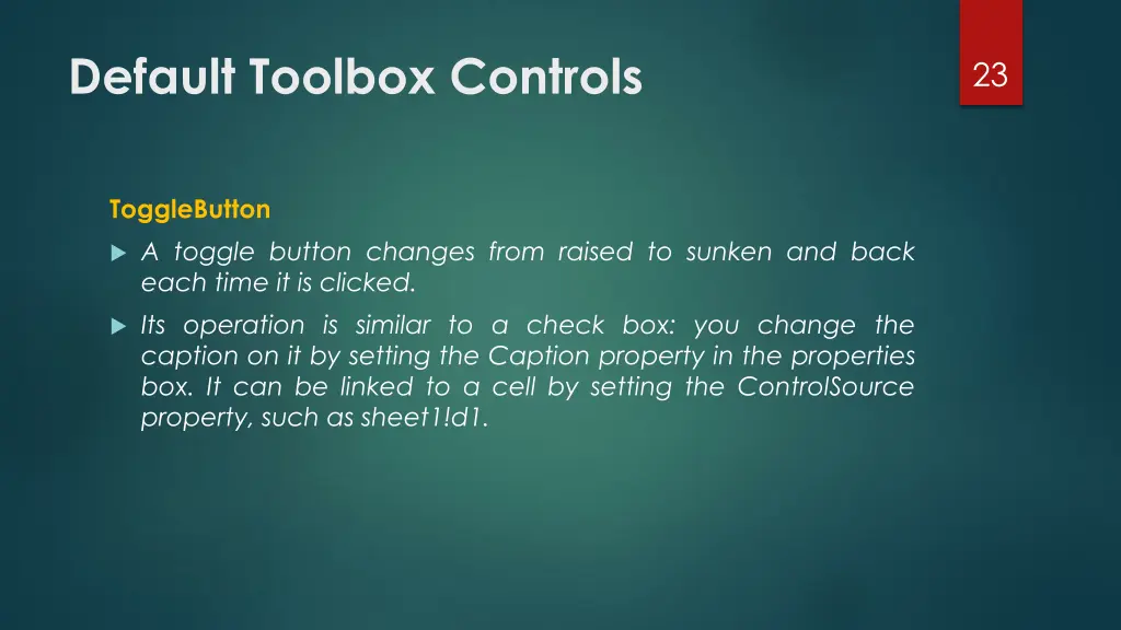 default toolbox controls 7