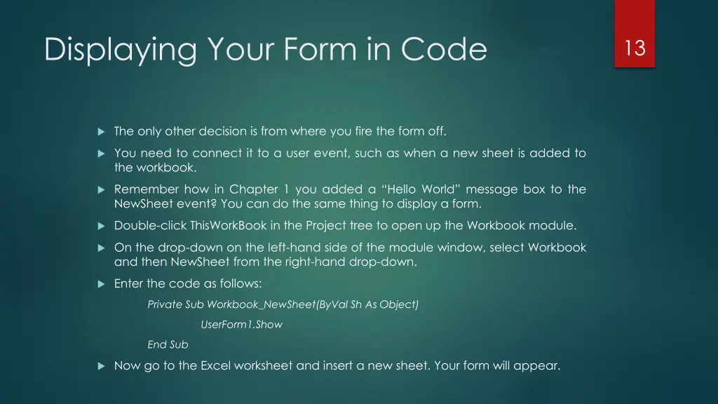 displaying your form in code 1