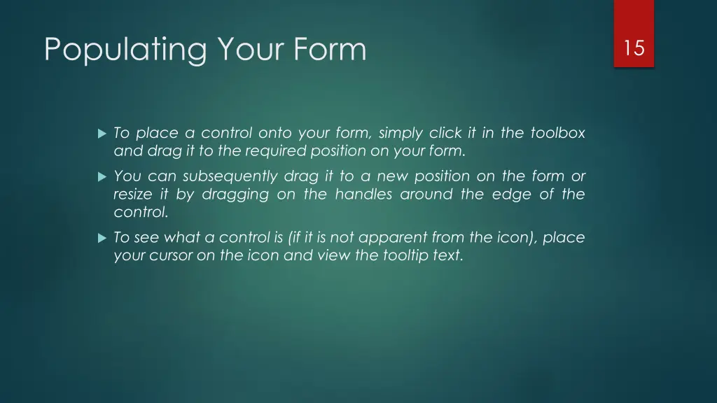 populating your form 1