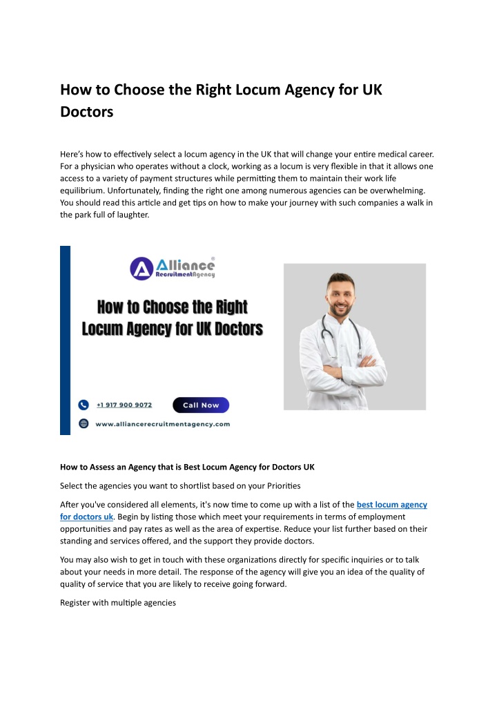 how to choose the right locum agency