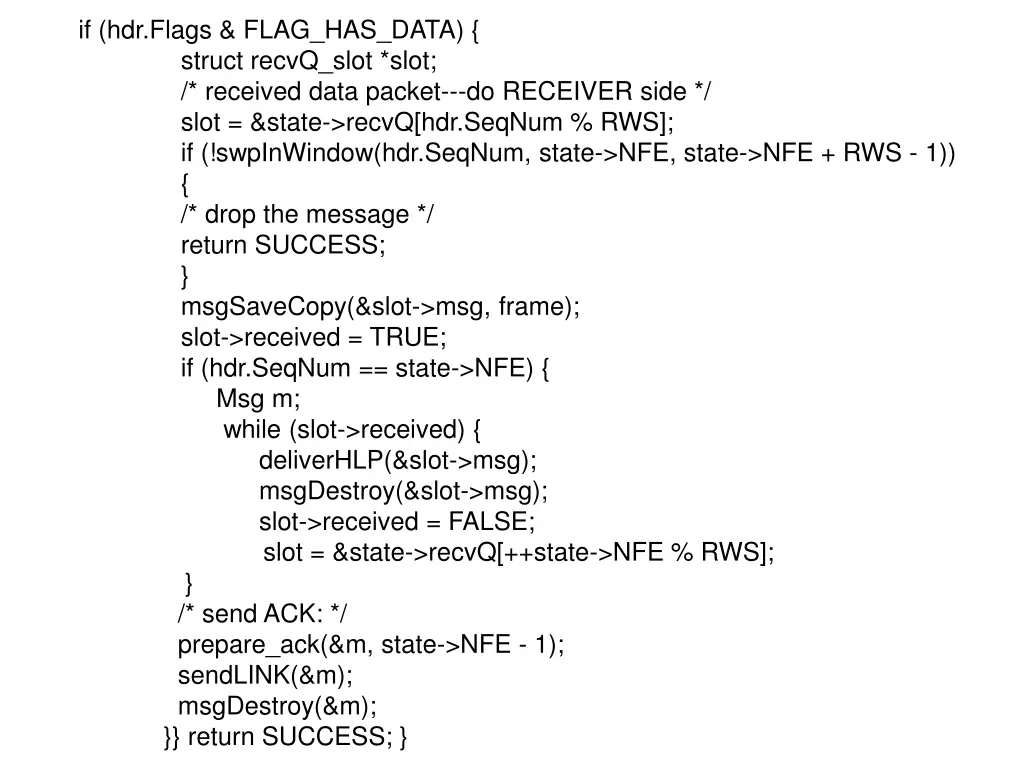 if hdr flags flag has data struct recvq slot slot