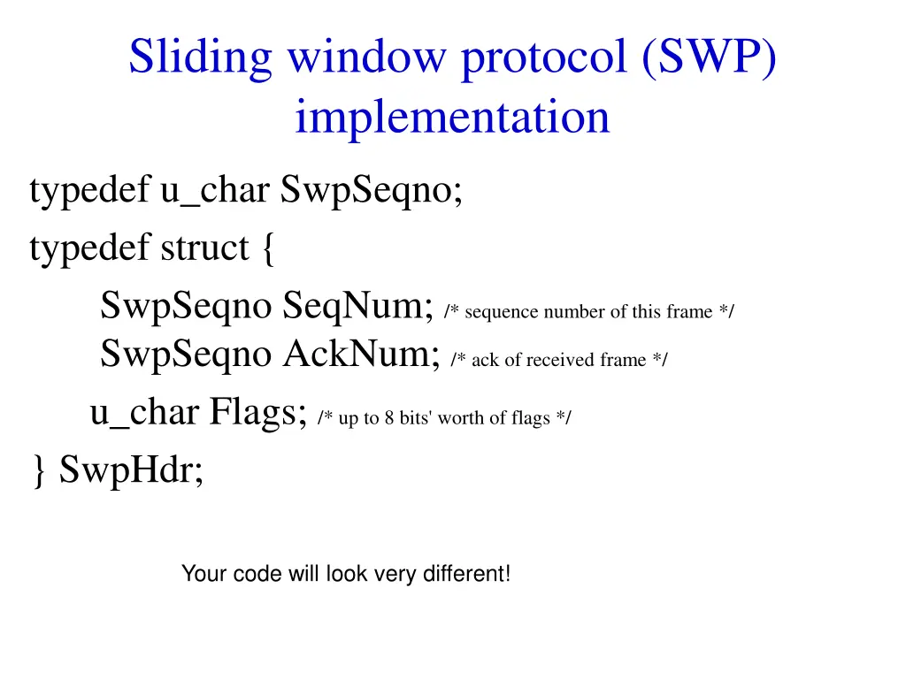 sliding window protocol swp implementation