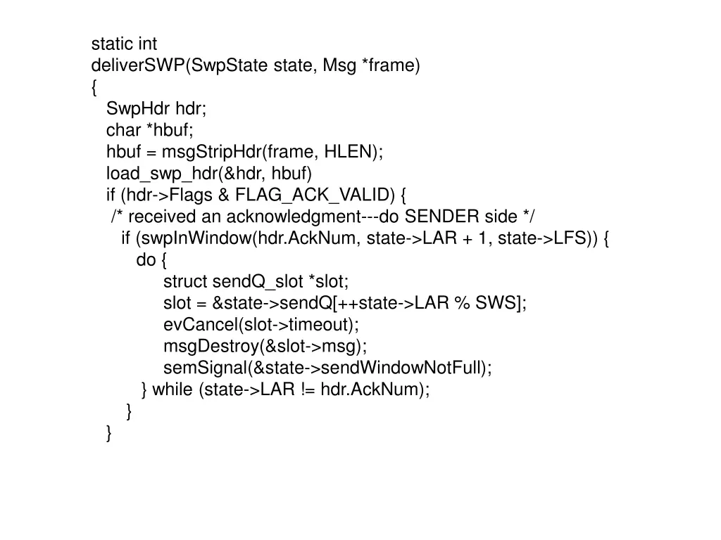 static int deliverswp swpstate state msg frame