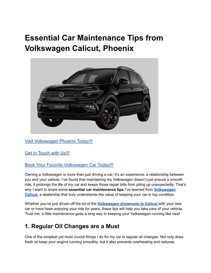 essential car maintenance tips from volkswagen