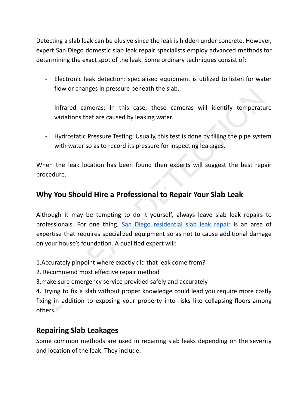 detecting a slab leak can be elusive since