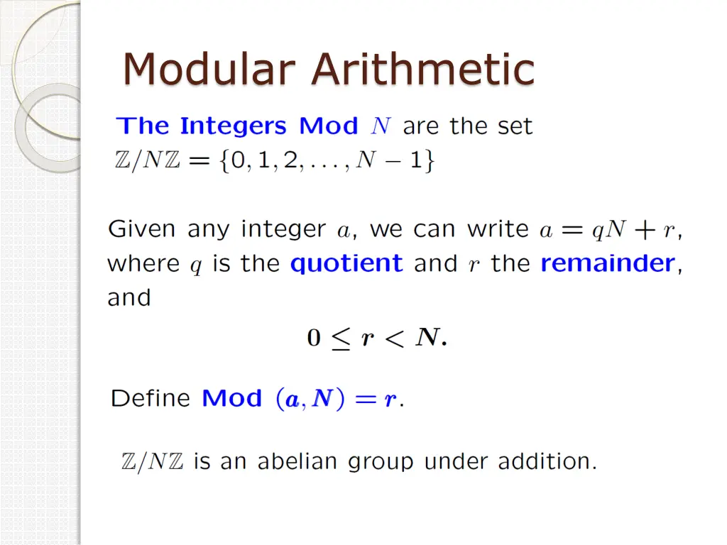 modular arithmetic