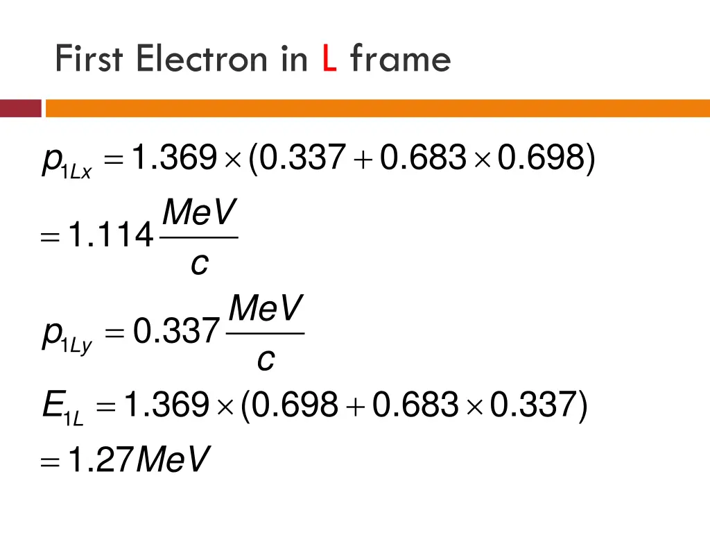 first electron in l frame