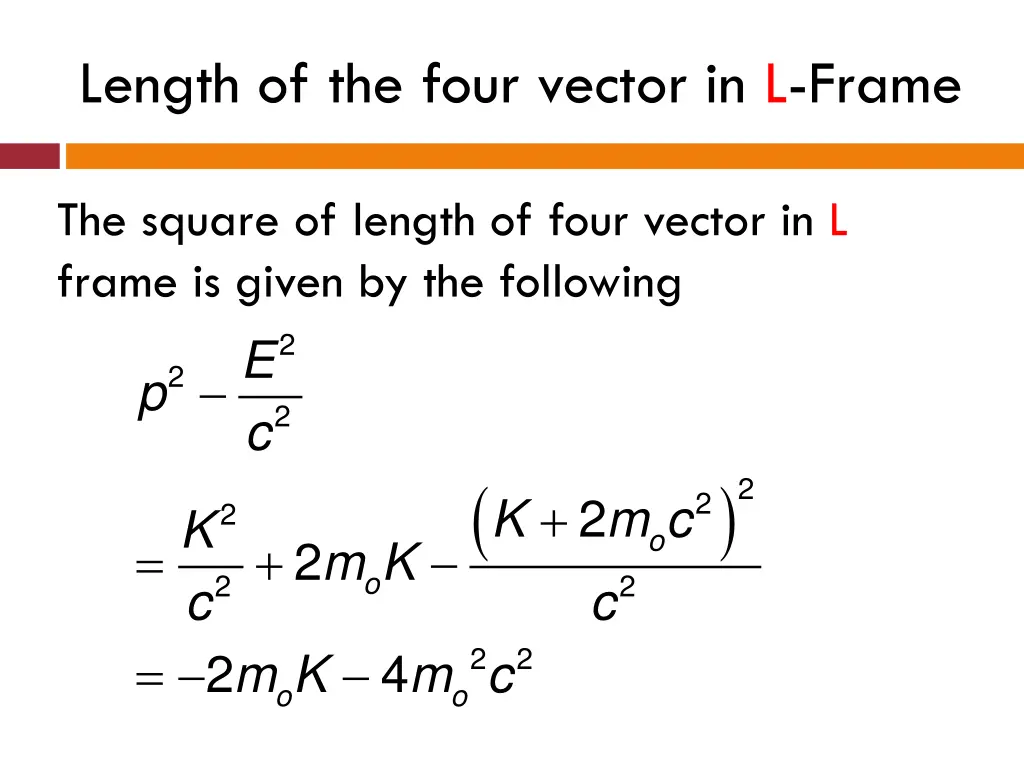 length of the four vector in l frame