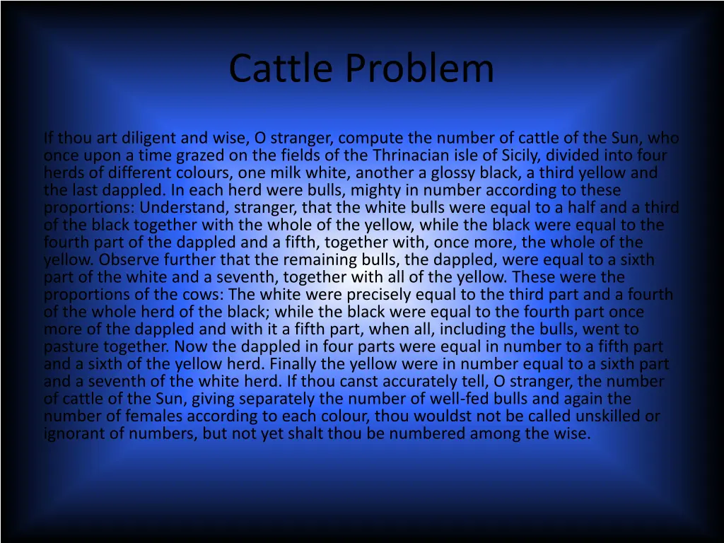 cattle problem