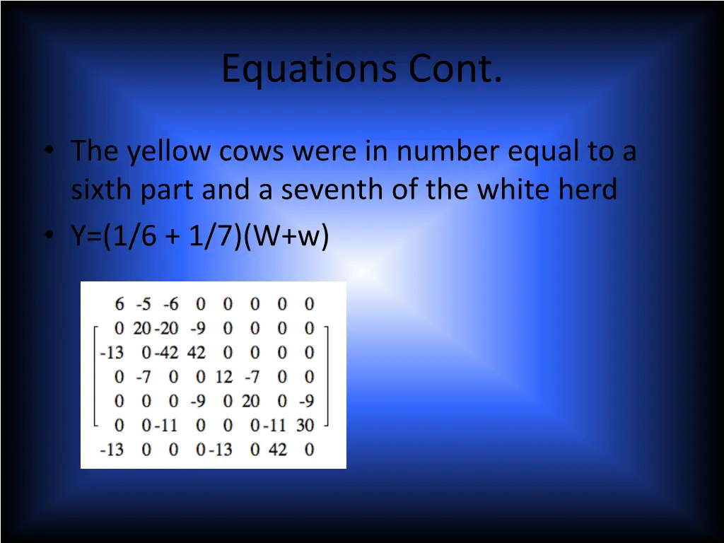 equations cont 2