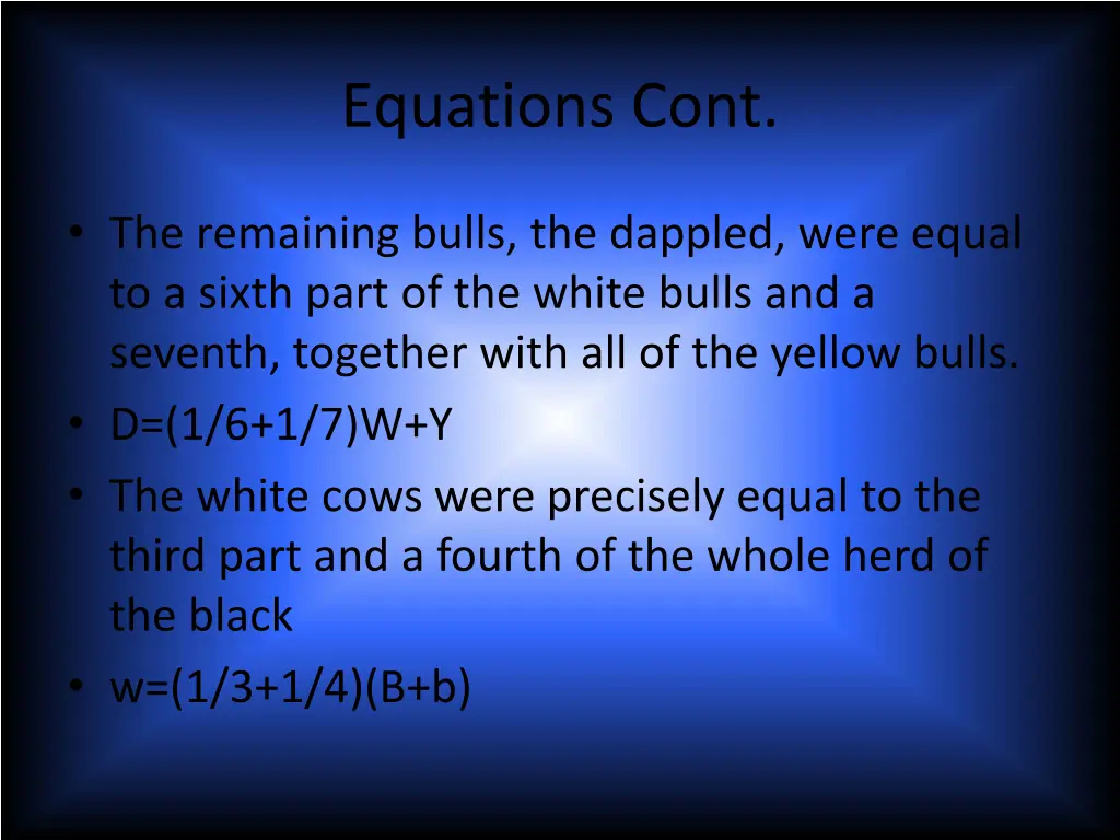 equations cont