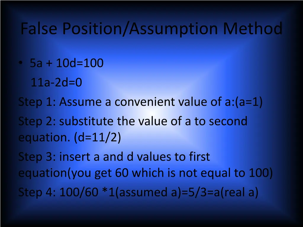 false position assumption method